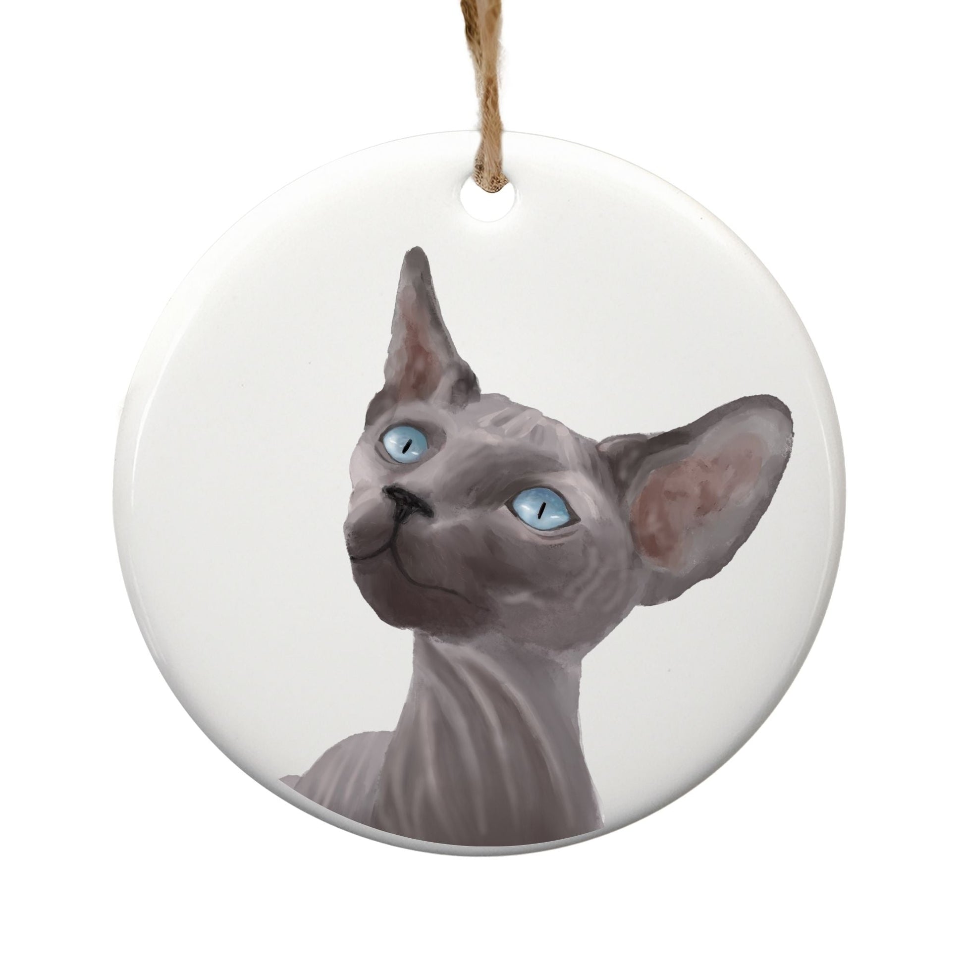 Sphynx Cat Ceramic Ornament - MerikaArt
