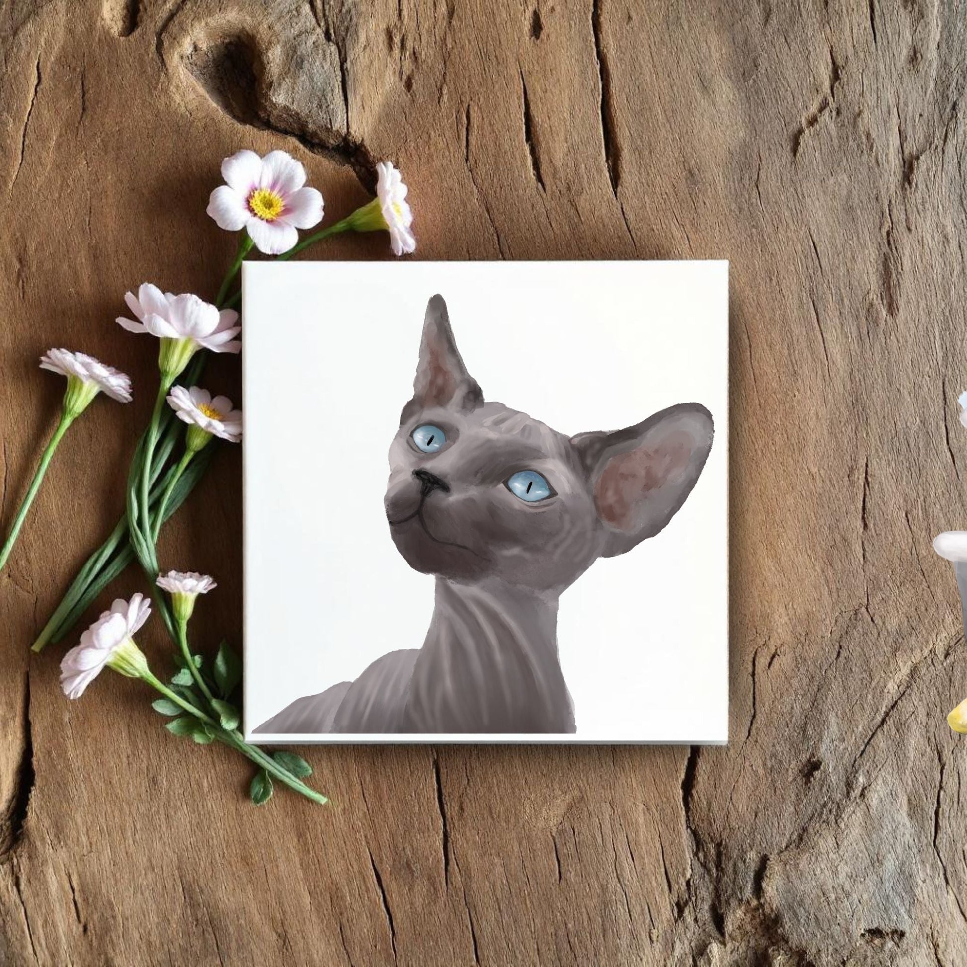 Sphynx Cat Ceramic Tile - MerikaArt