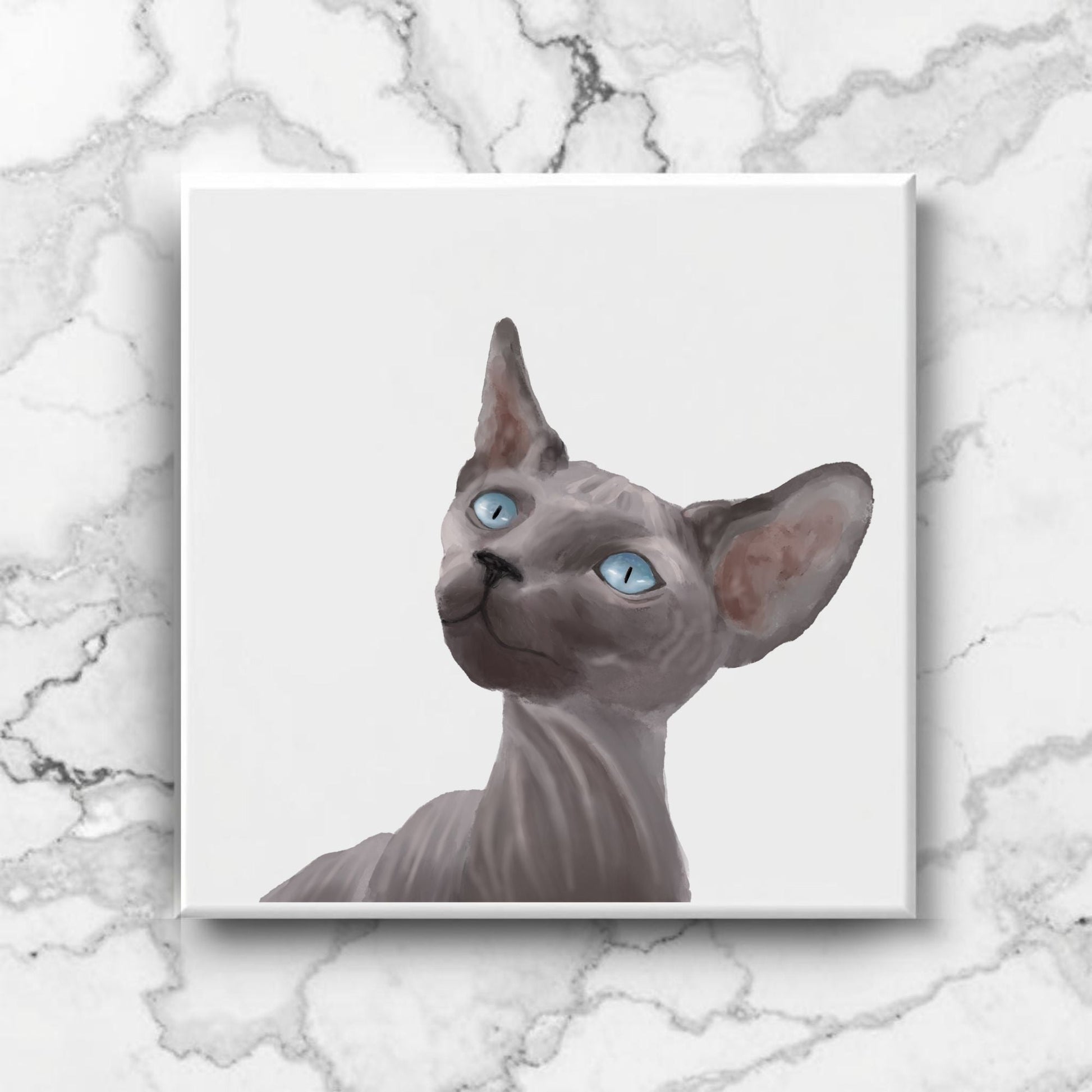 Sphynx Cat Ceramic Tile - MerikaArt