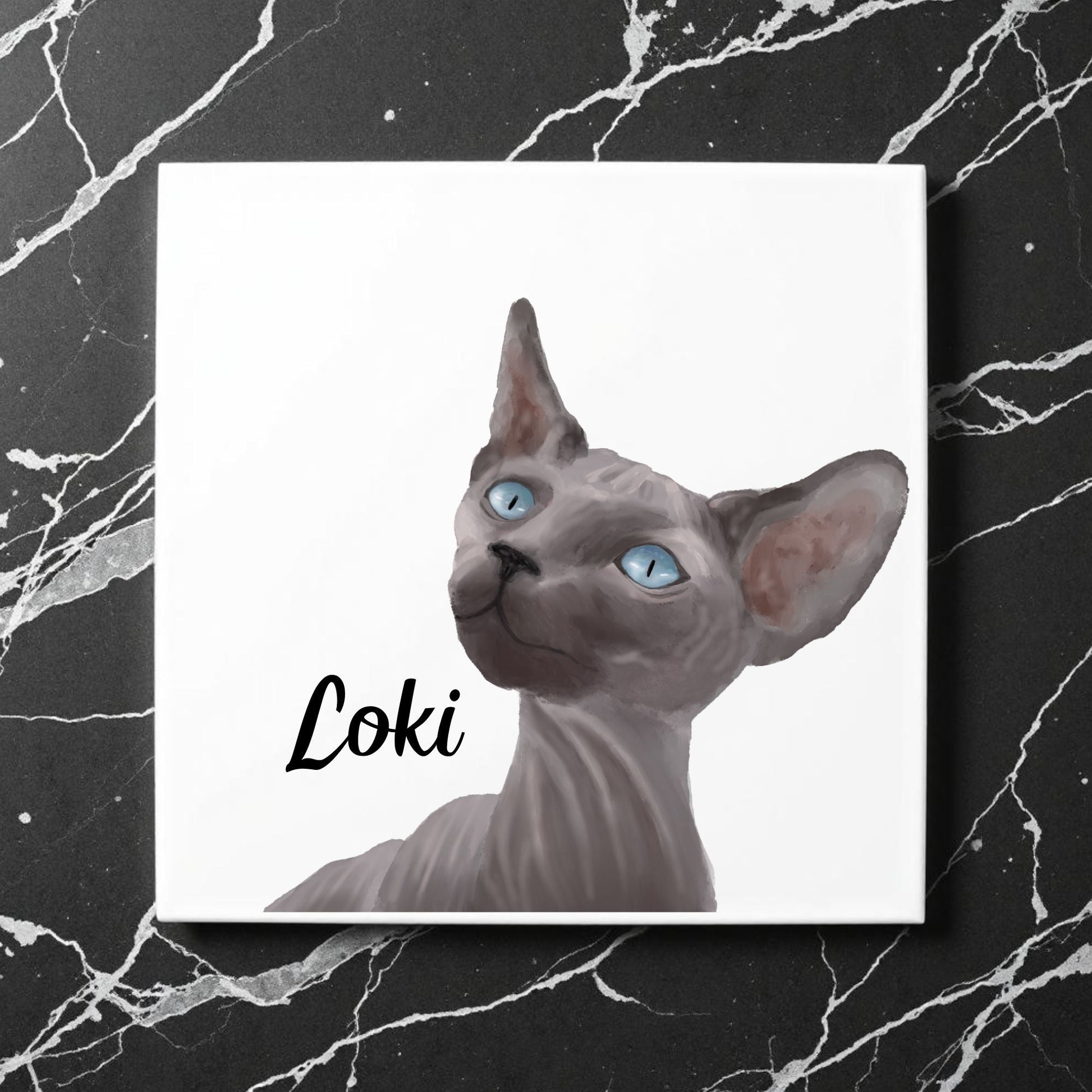 Sphynx Cat Ceramic Tile - MerikaArt