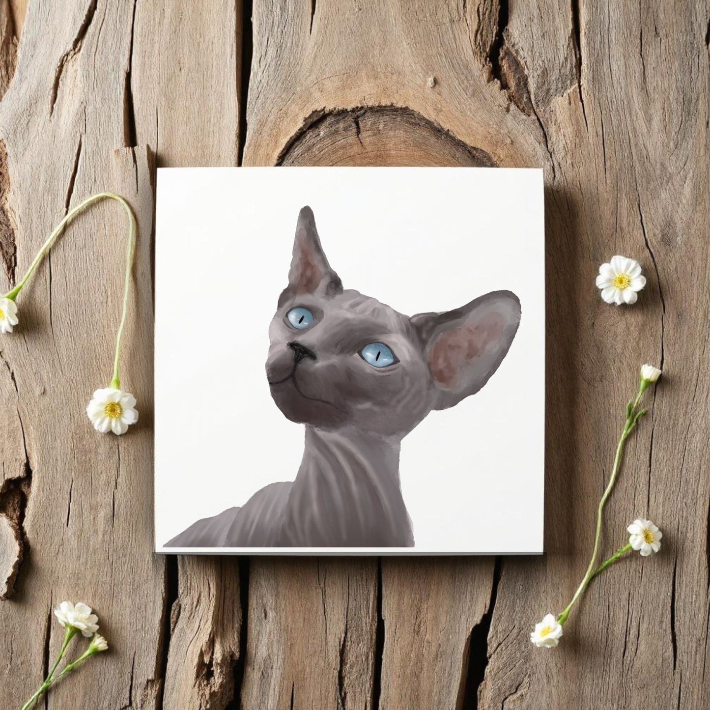 Sphynx Cat Ceramic Tile - MerikaArt