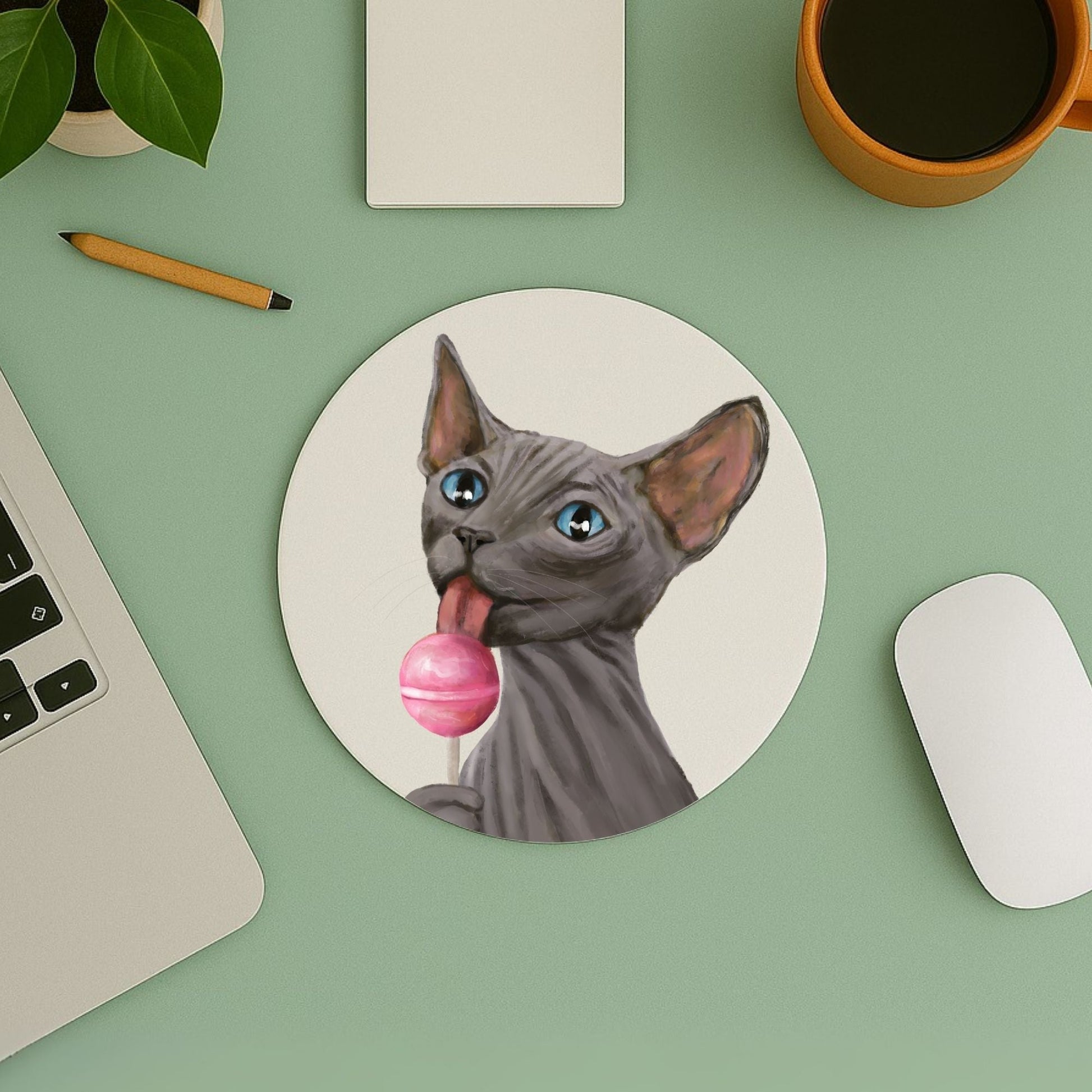 Sphynx Cat Lollipop Mousepad - MerikaArt