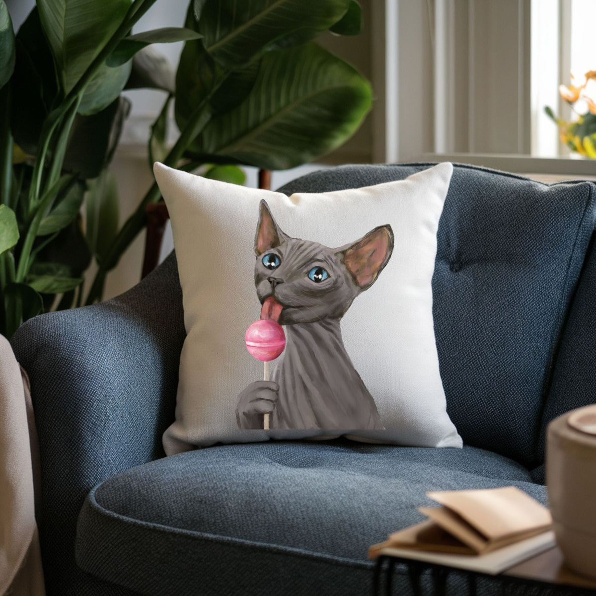 Sphynx Cat Throw Pillow - MerikaArt