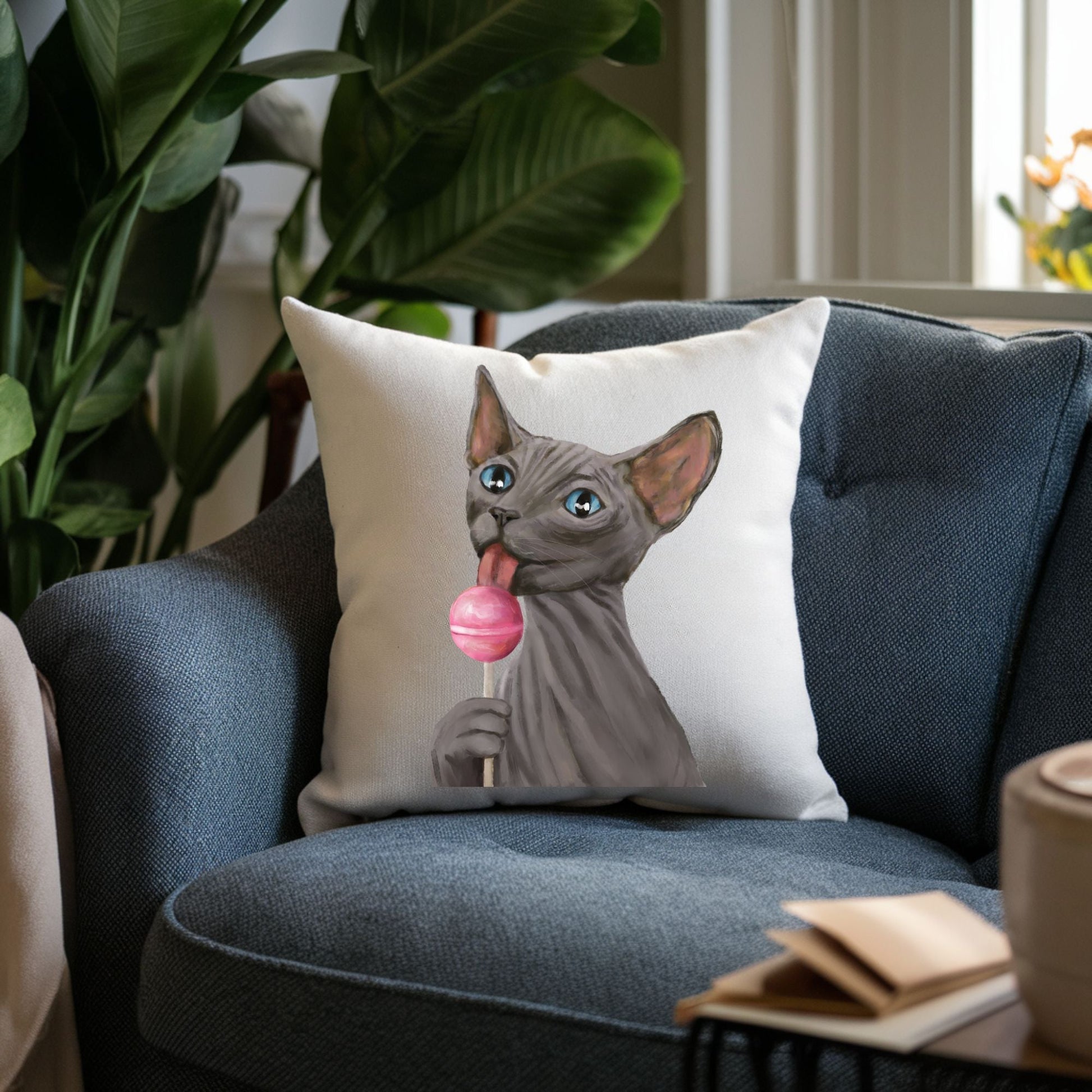 Sphynx Cat Throw Pillow - MerikaArt