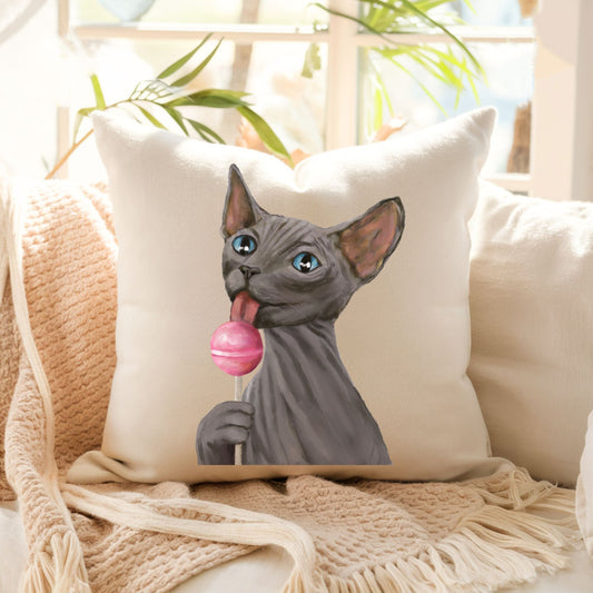 Sphynx Cat Throw Pillow - MerikaArt