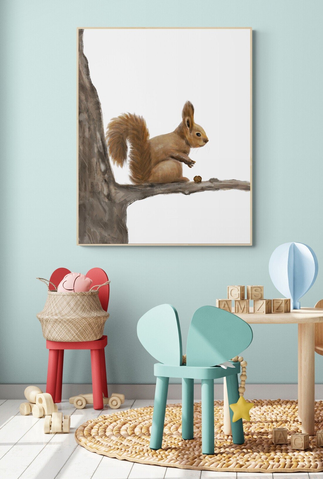 Squirrel Print, Squirrel Portrait, Animal Art, Living Room Wall Art, Home Decor, Wildlife Illustration, Animal Lover Gift - MerikaArt