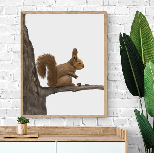 Squirrel Print, Squirrel Portrait, Animal Art, Living Room Wall Art, Home Decor, Wildlife Illustration, Animal Lover Gift - MerikaArt