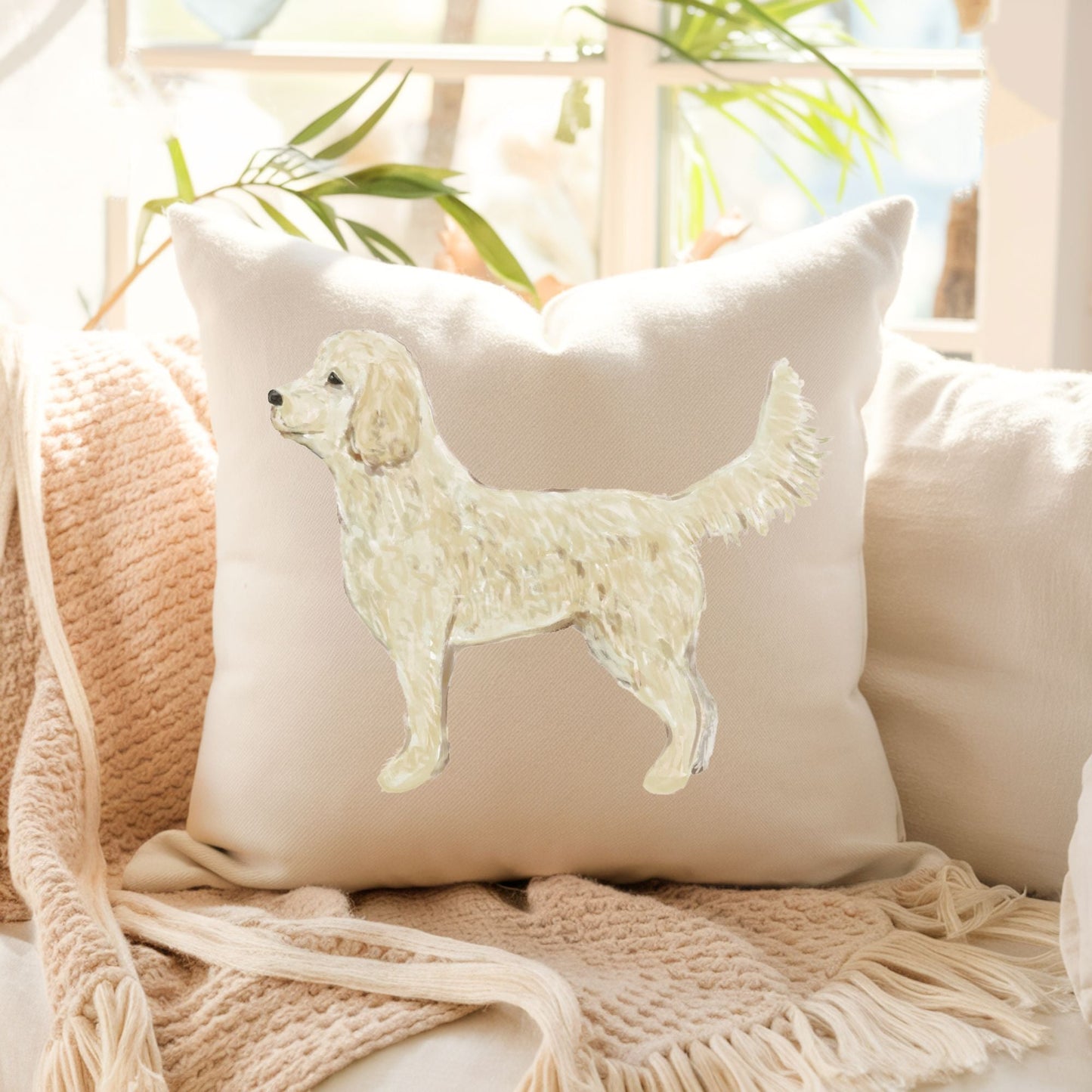 Standing Goldendoodle Pillow - MerikaArt