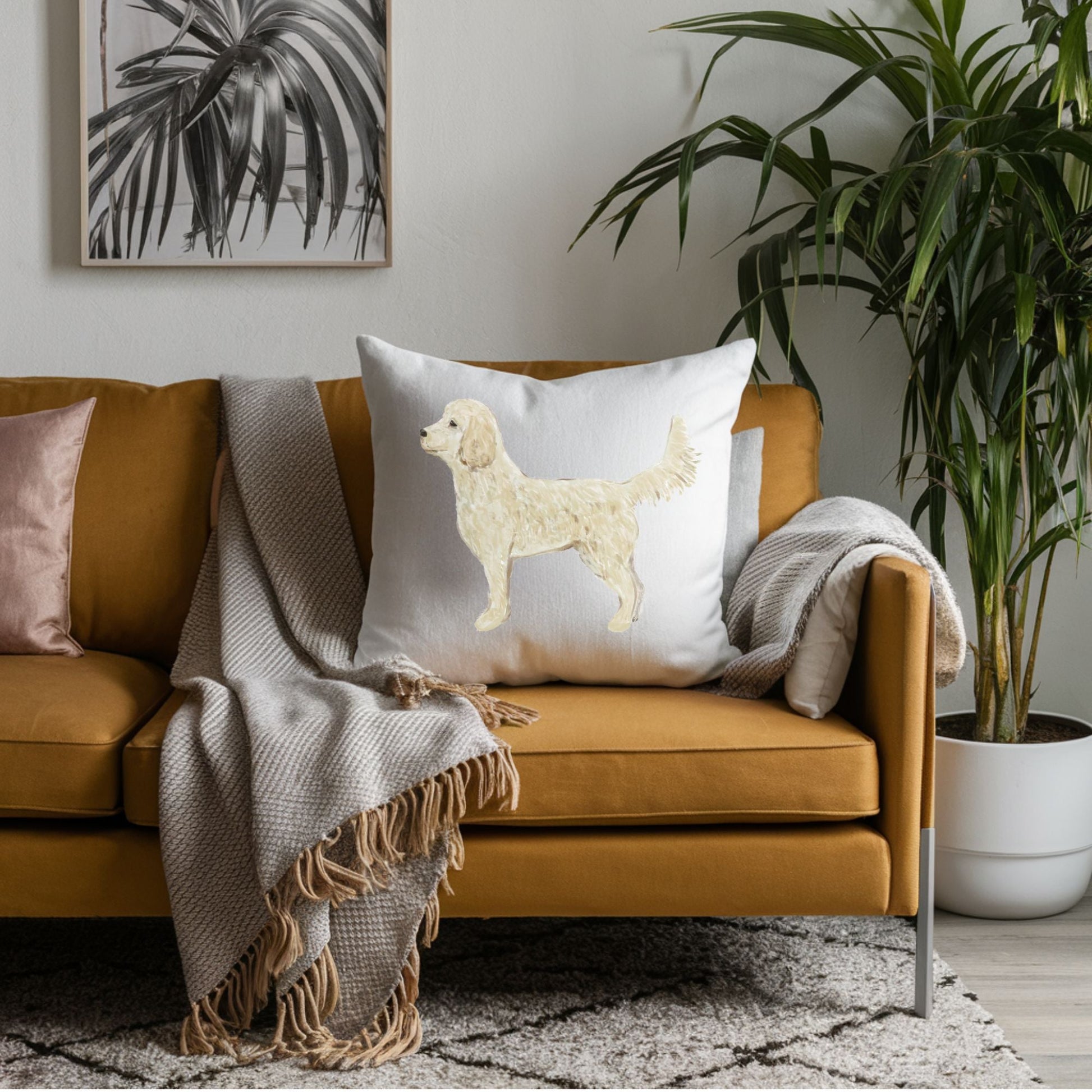 Standing Goldendoodle Pillow - MerikaArt