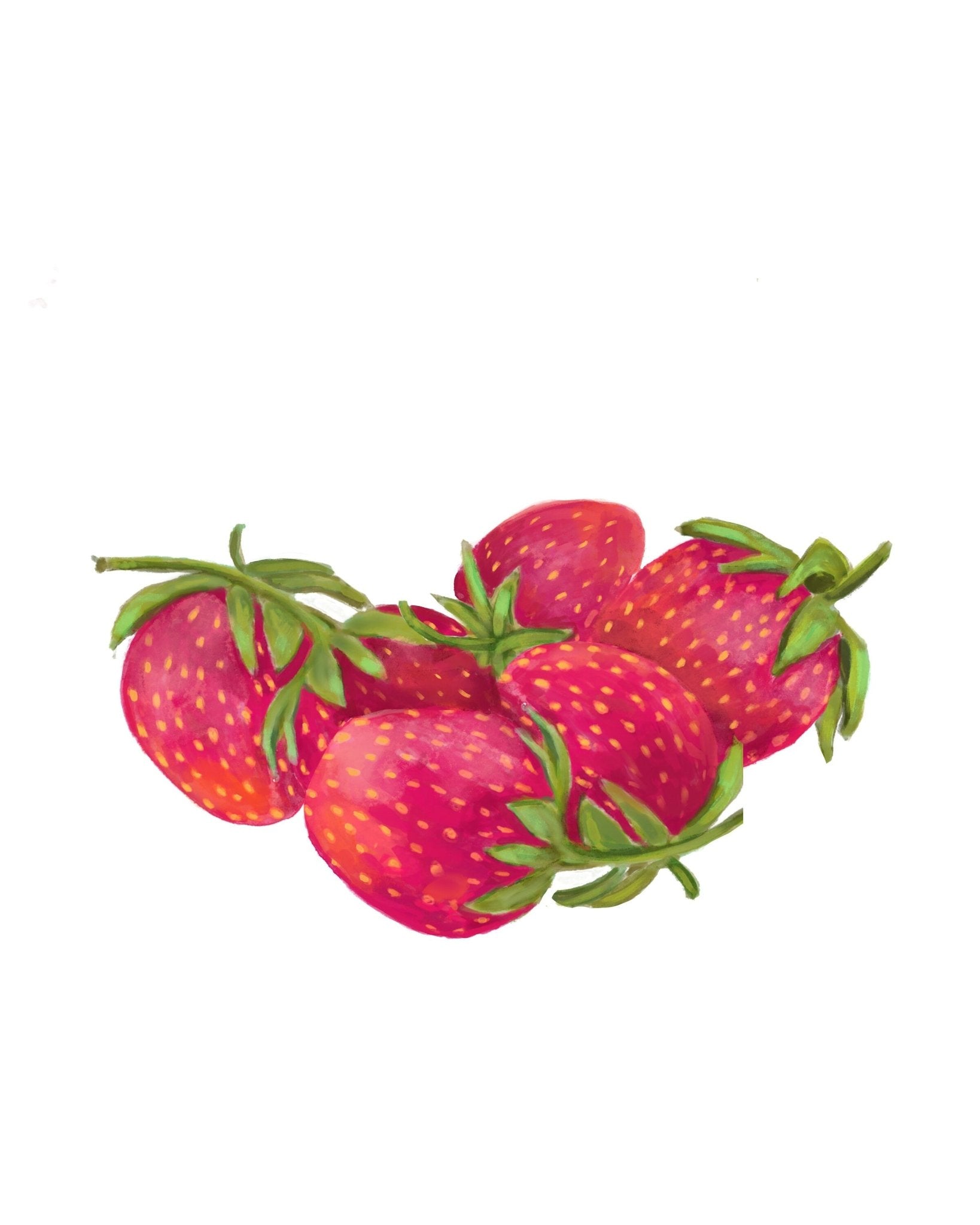 Strawberry Art Print, Strawberry Wall Art, Kitchen Wall Hanging, Dining Room Decor, Berry Painting, Fruit Illustration, Farmhouse Wall Decor - MerikaArt