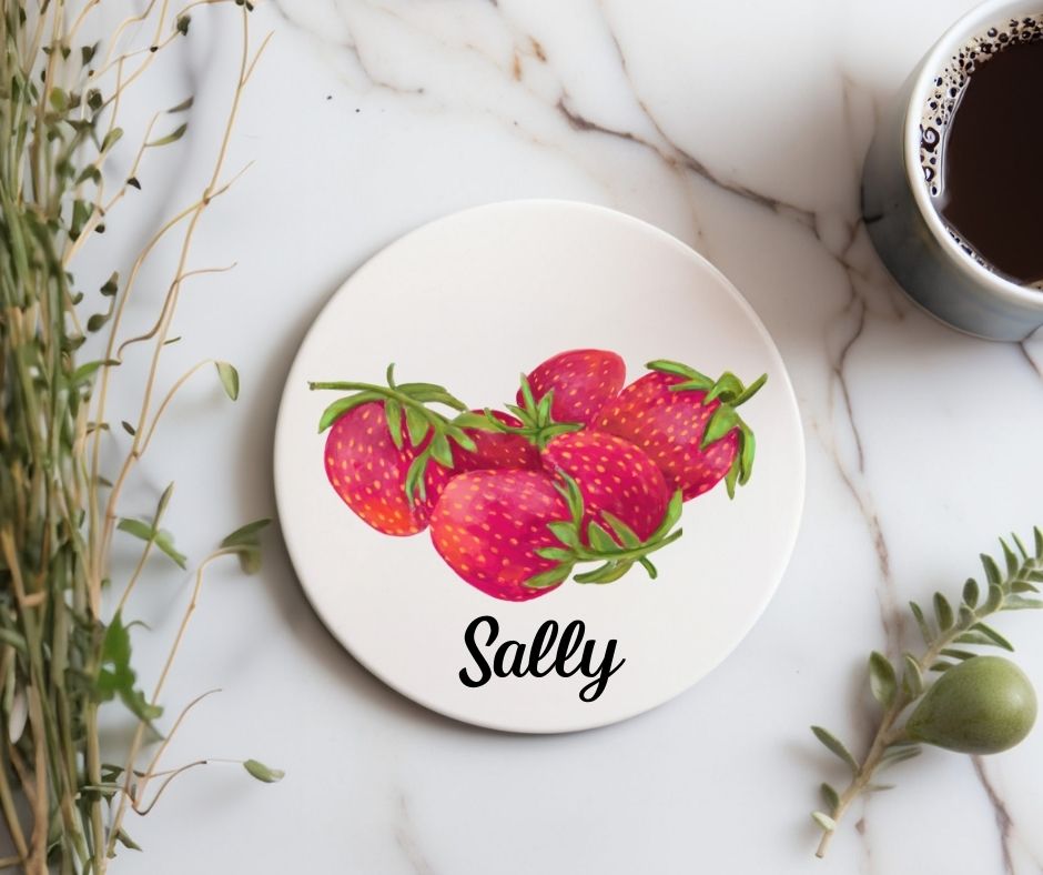 Strawberry Ceramic Coaster - MerikaArt