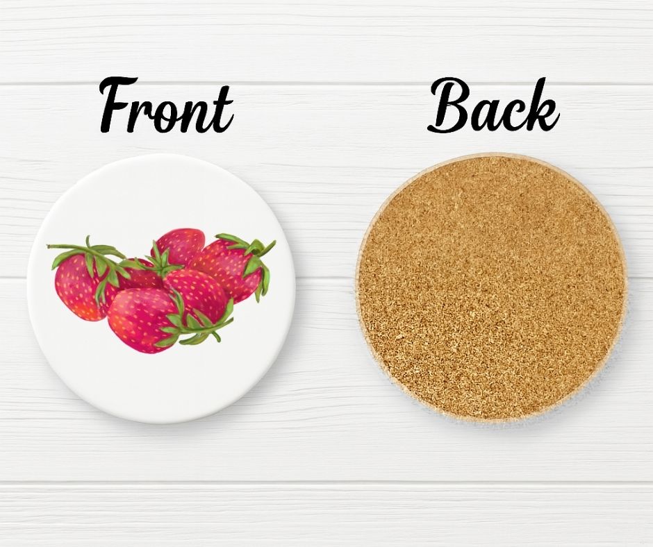 Strawberry Ceramic Coaster - MerikaArt