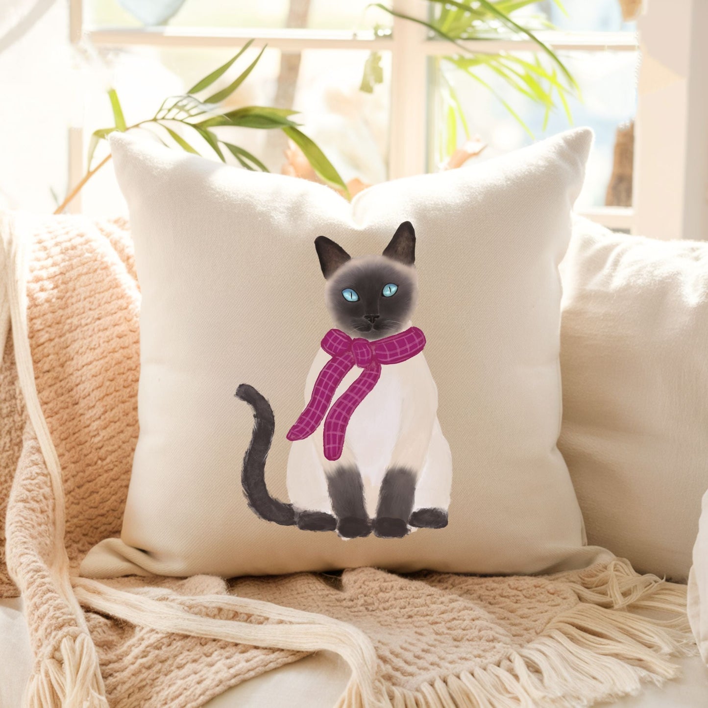 Stylish Siamese Cat Pillow - Fun and Cozy Home Decor - MerikaArt