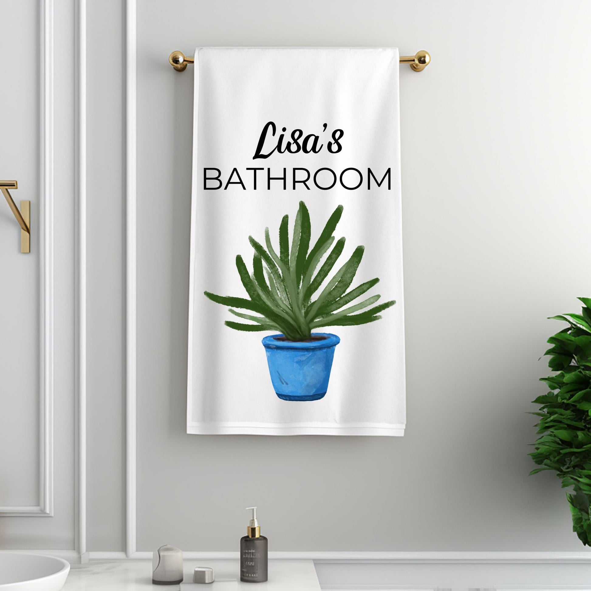 Succulent Plant Bathroom Towel - MerikaArt