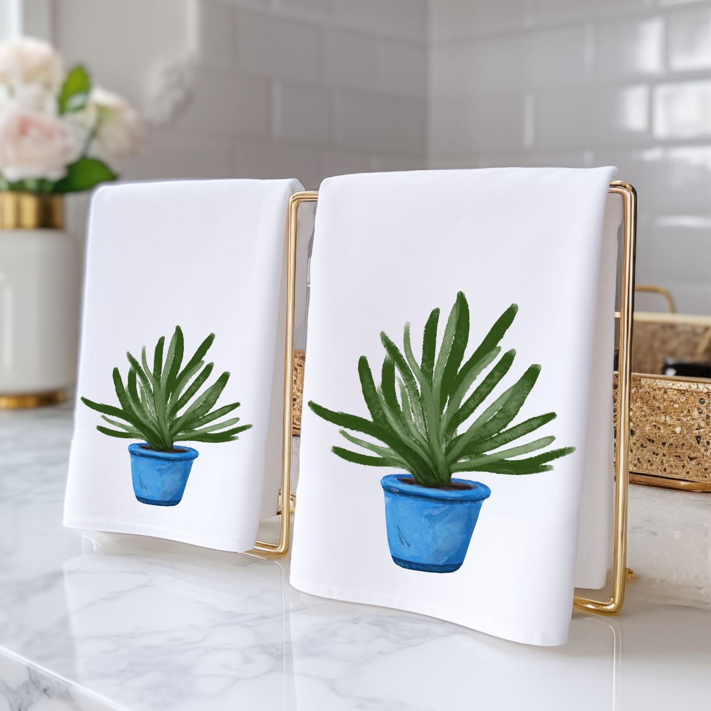 Succulent Plant Bathroom Towel - MerikaArt