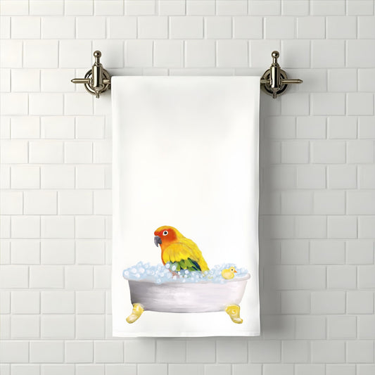 Sun Conure Bathroom Towel - MerikaArt