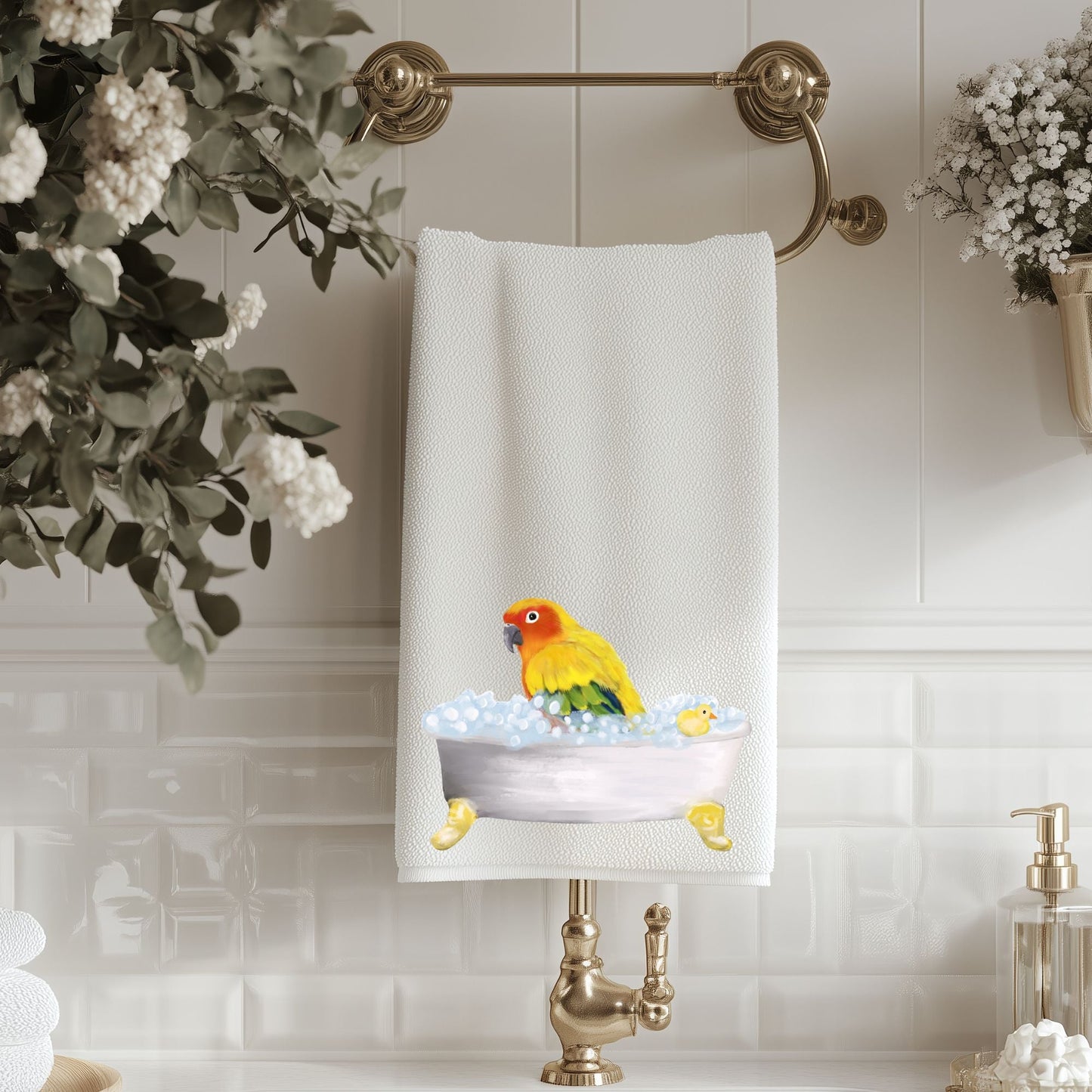 Sun Conure Bathroom Towel - MerikaArt
