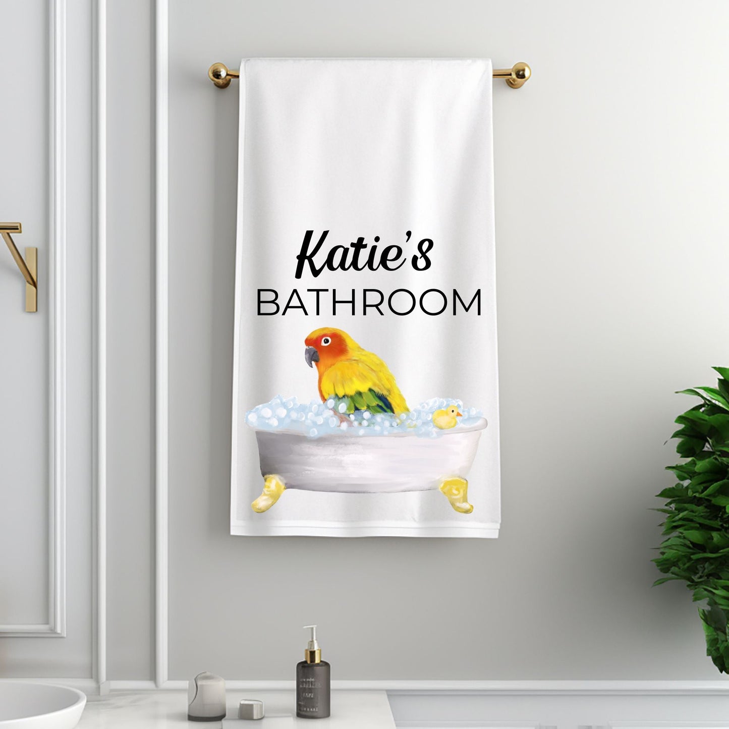 Sun Conure Bathroom Towel - MerikaArt