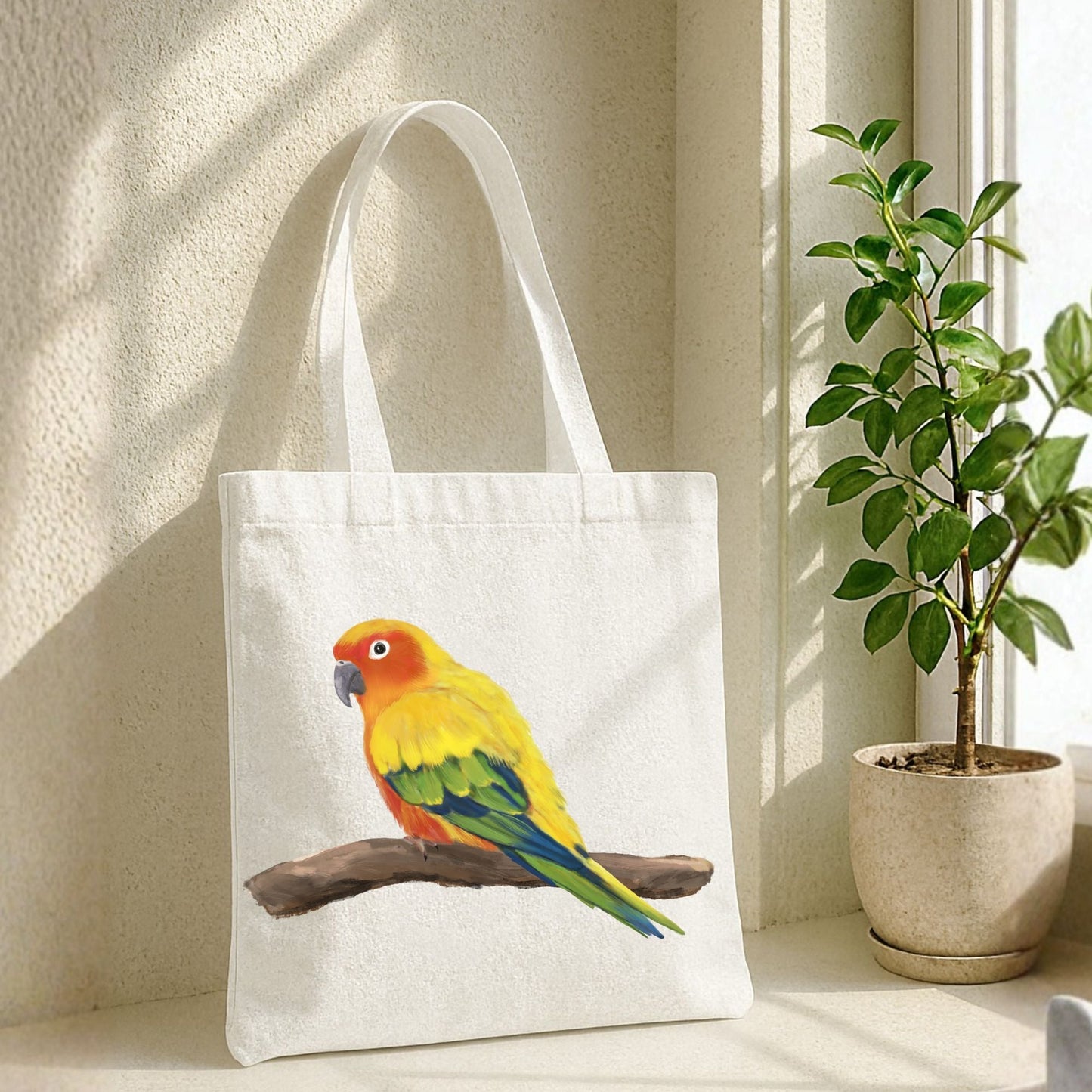 Sun Conure Canvas Tote Bag - MerikaArt