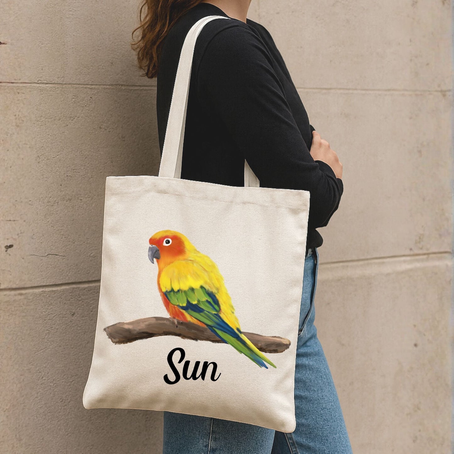 Sun Conure Canvas Tote Bag - MerikaArt