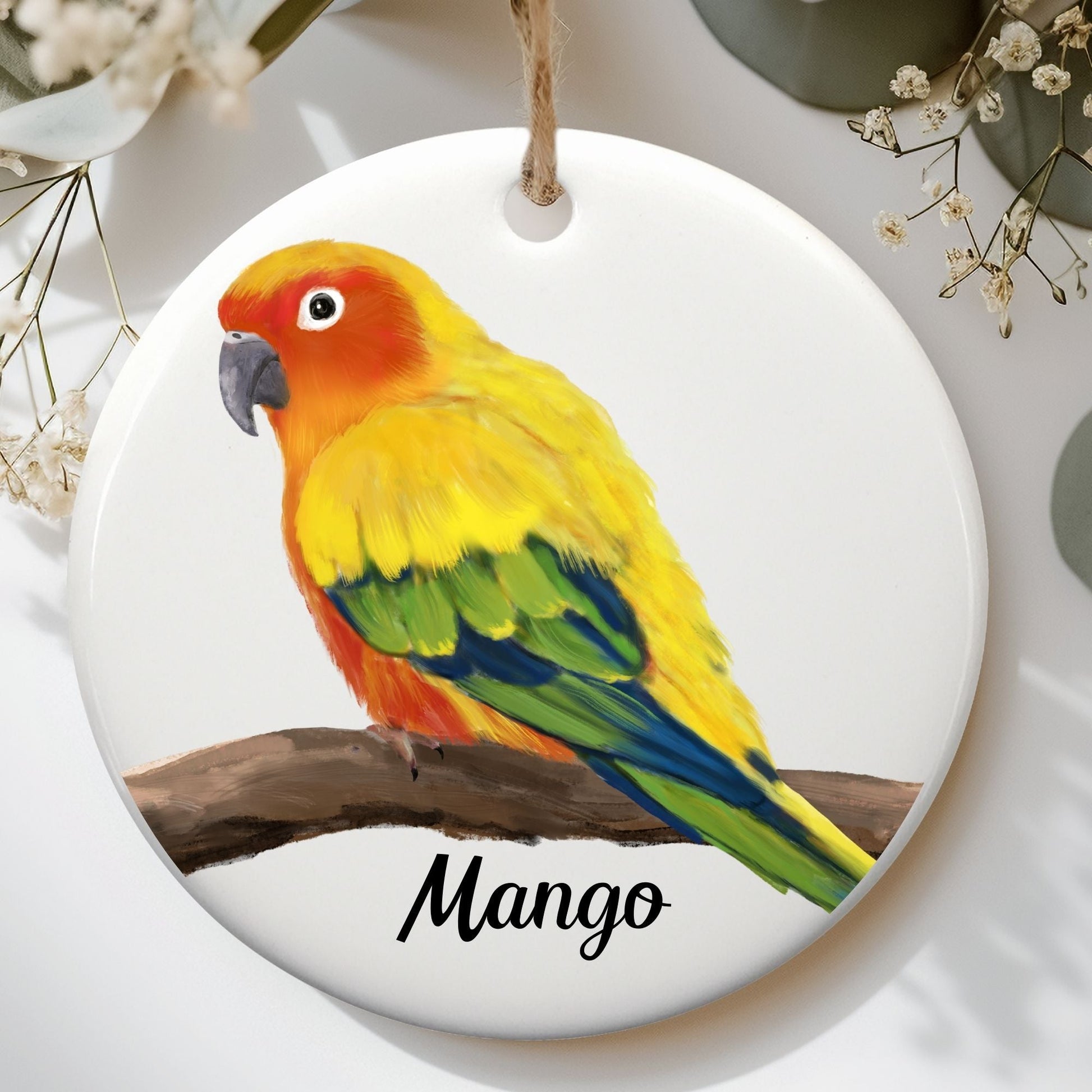 Sun Conure Ceramic Ornament - MerikaArt