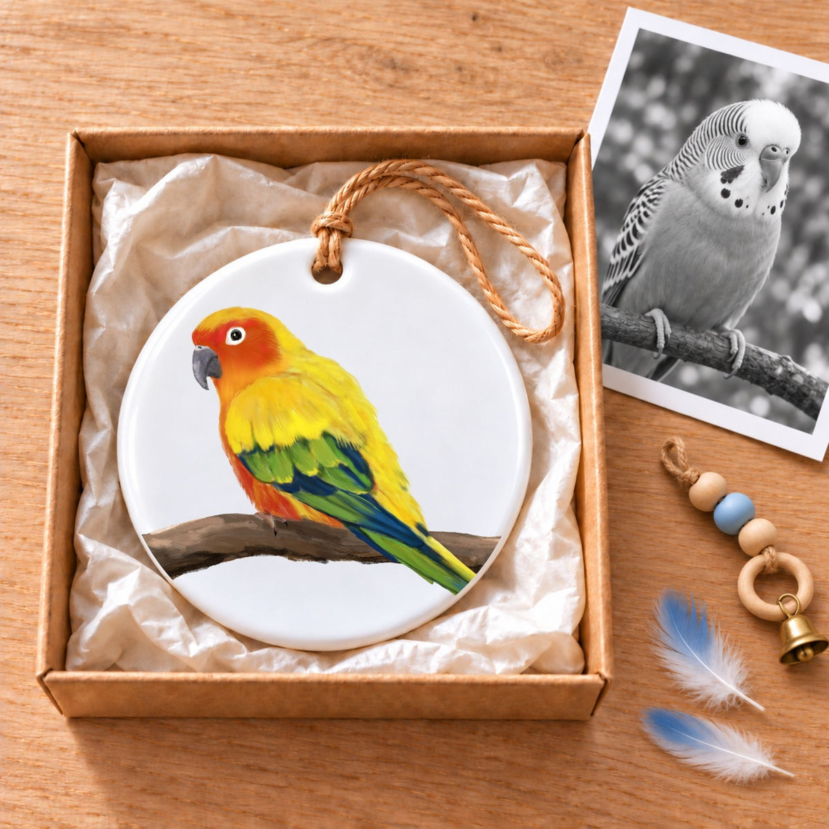 Sun Conure Ceramic Ornament - MerikaArt