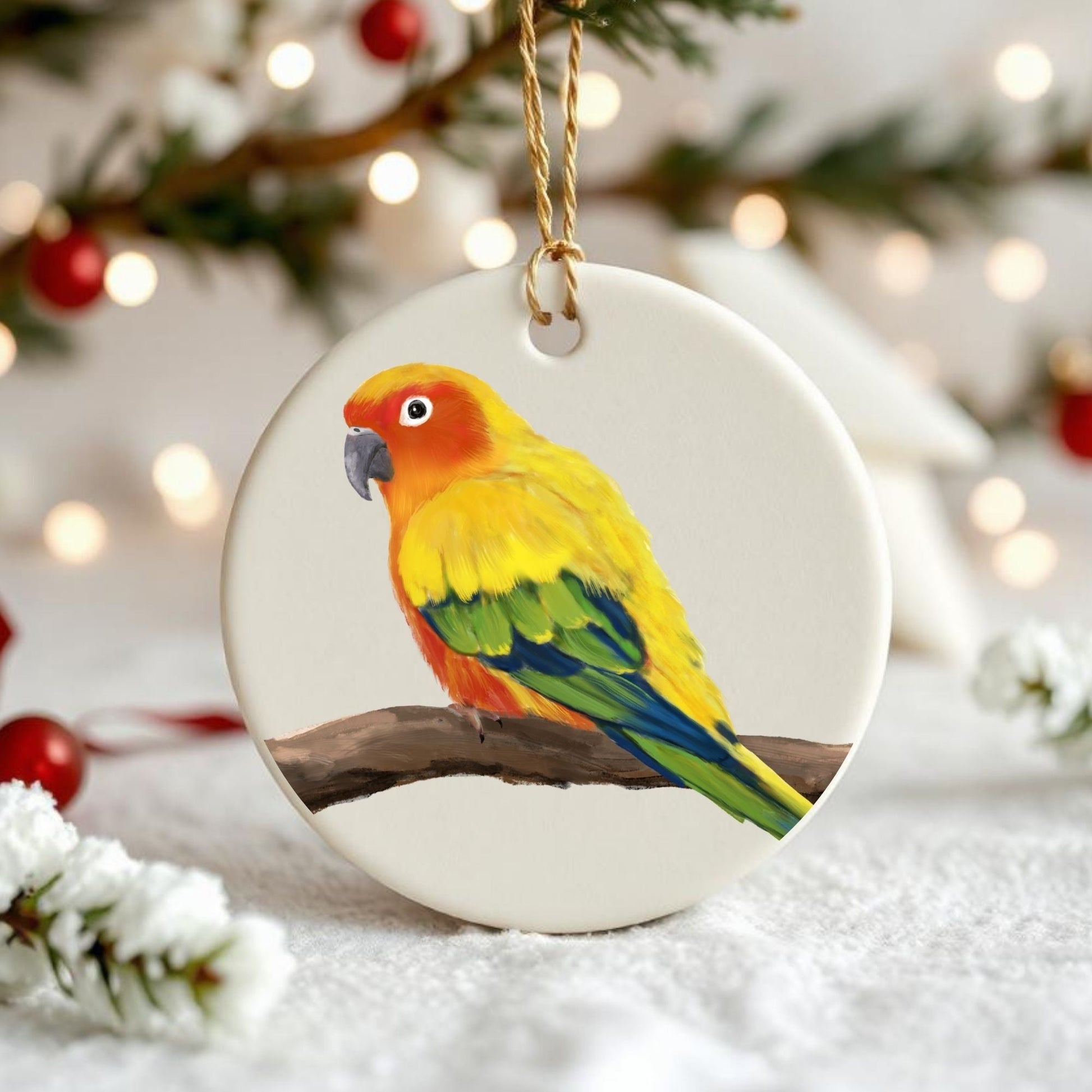 Sun Conure Ceramic Ornament - MerikaArt