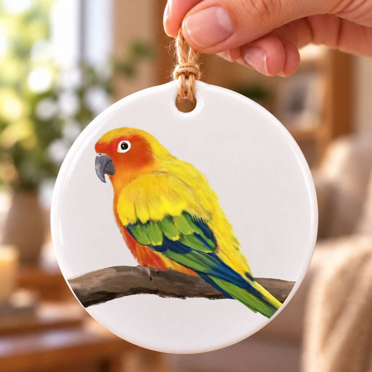 Sun Conure Ceramic Ornament - MerikaArt