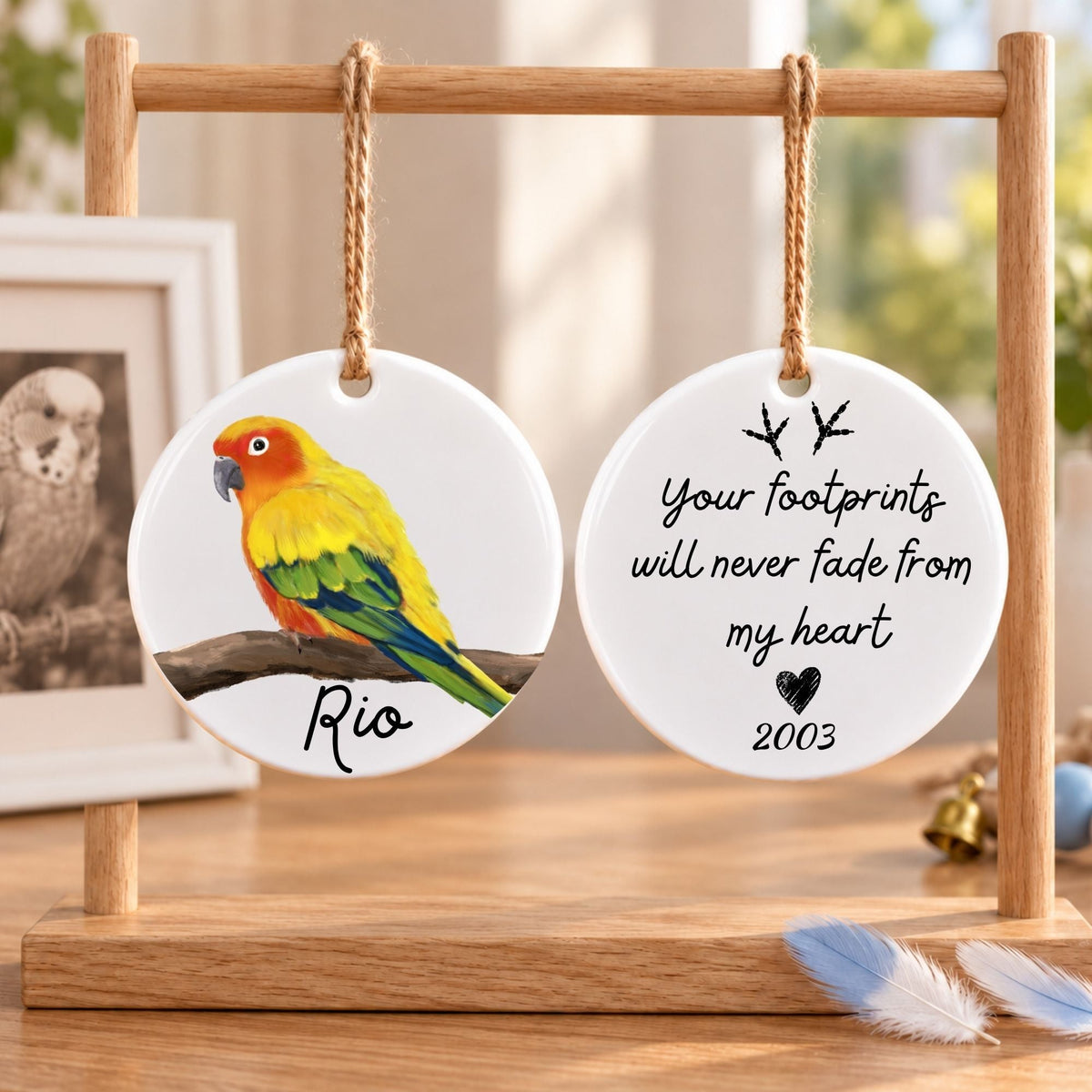Sun Conure Ceramic Ornament - MerikaArt