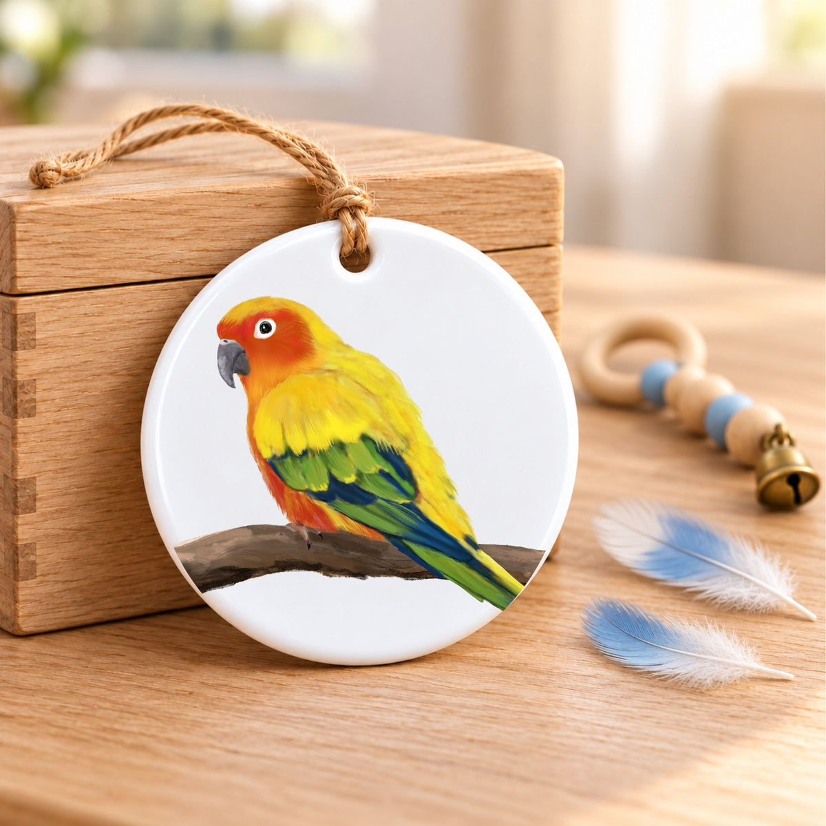 Sun Conure Ceramic Ornament - MerikaArt