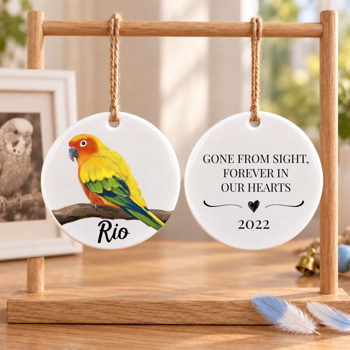 Sun Conure Ceramic Ornament - MerikaArt