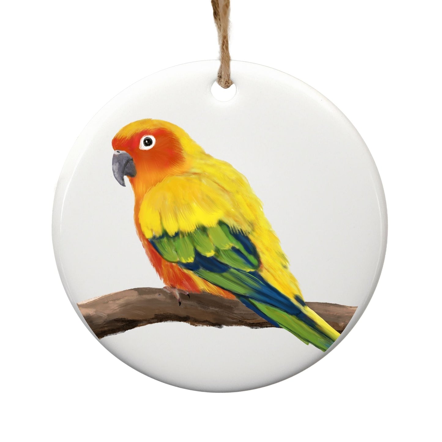 Sun Conure Ceramic Ornament - MerikaArt