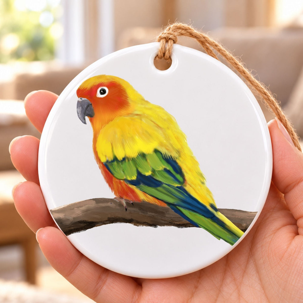 Sun Conure Ceramic Ornament - MerikaArt