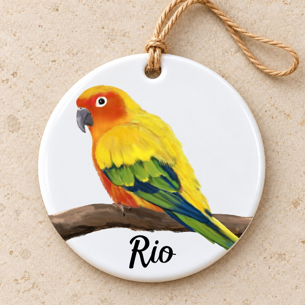 Sun Conure Ceramic Ornament - MerikaArt