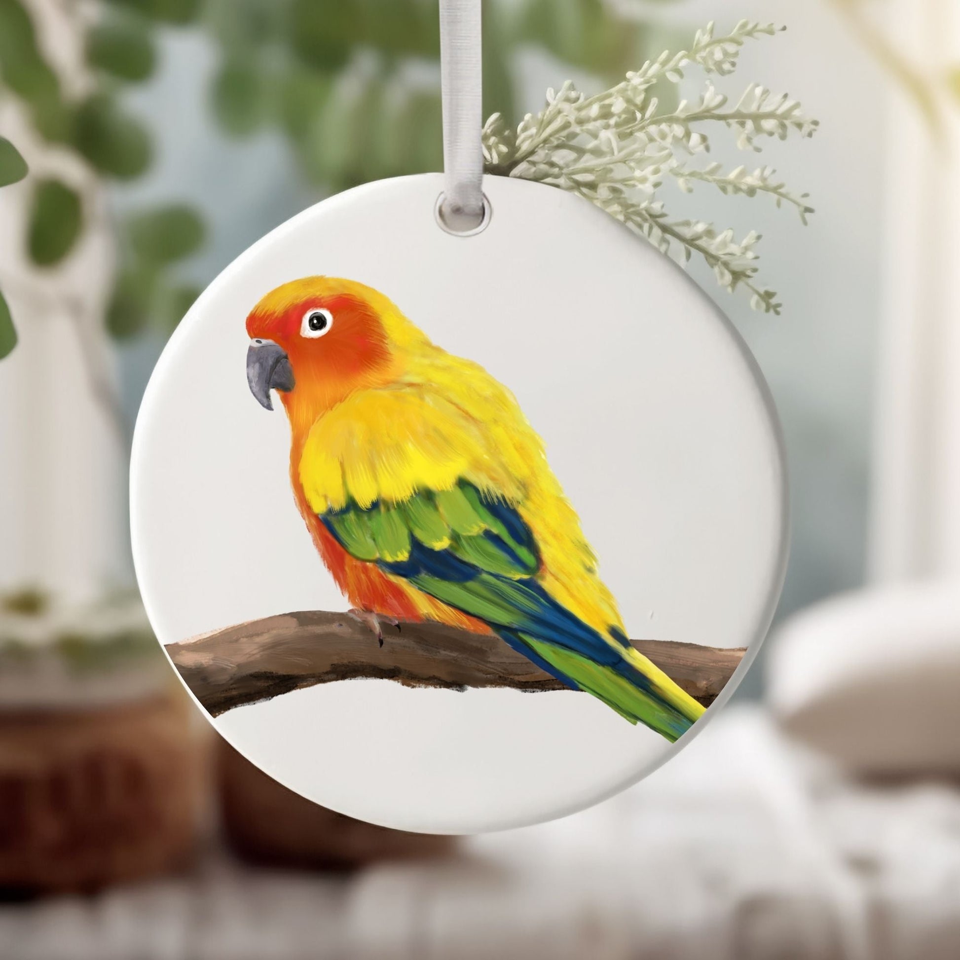 Sun Conure Ceramic Ornament - MerikaArt