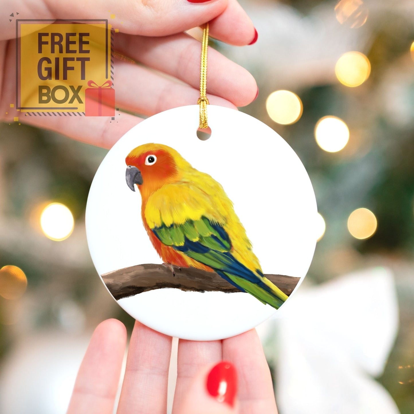 Sun Conure Ceramic Ornament - MerikaArt