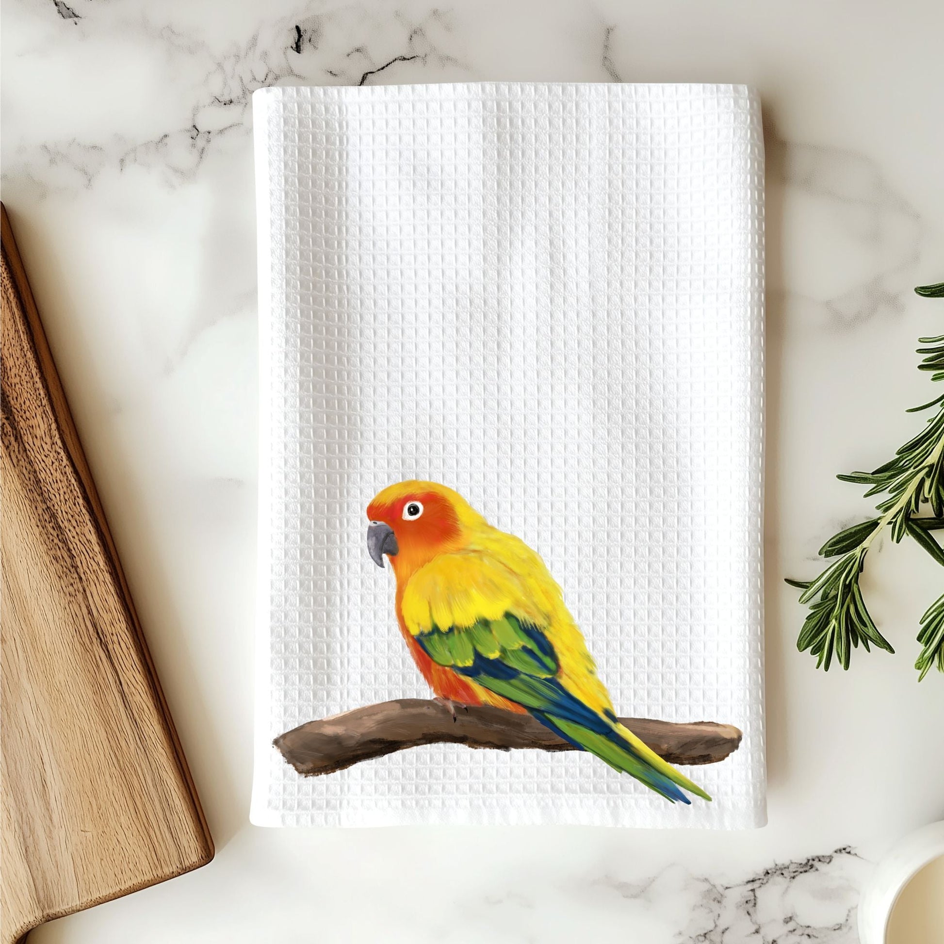Sun Conure Kitchen Towel - MerikaArt
