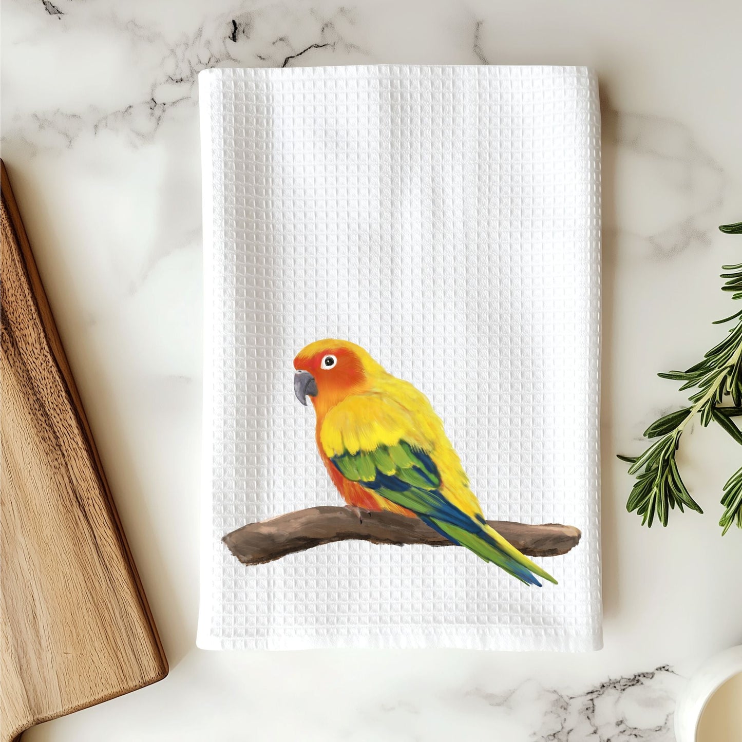 Sun Conure Kitchen Towel - MerikaArt