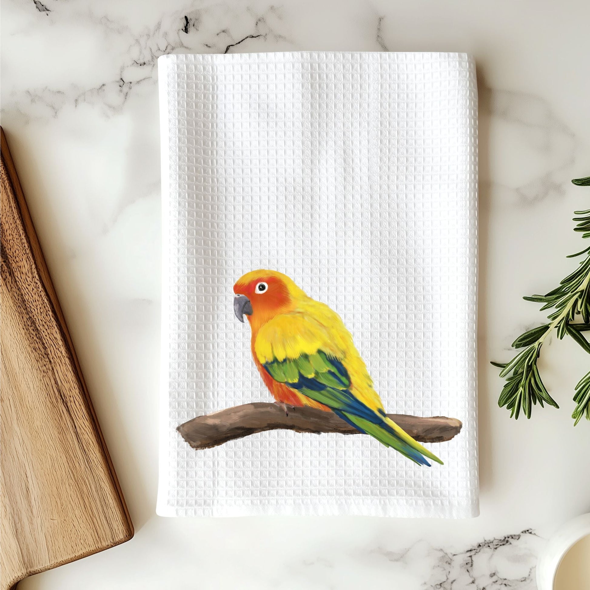 Sun Conure Kitchen Towel - MerikaArt