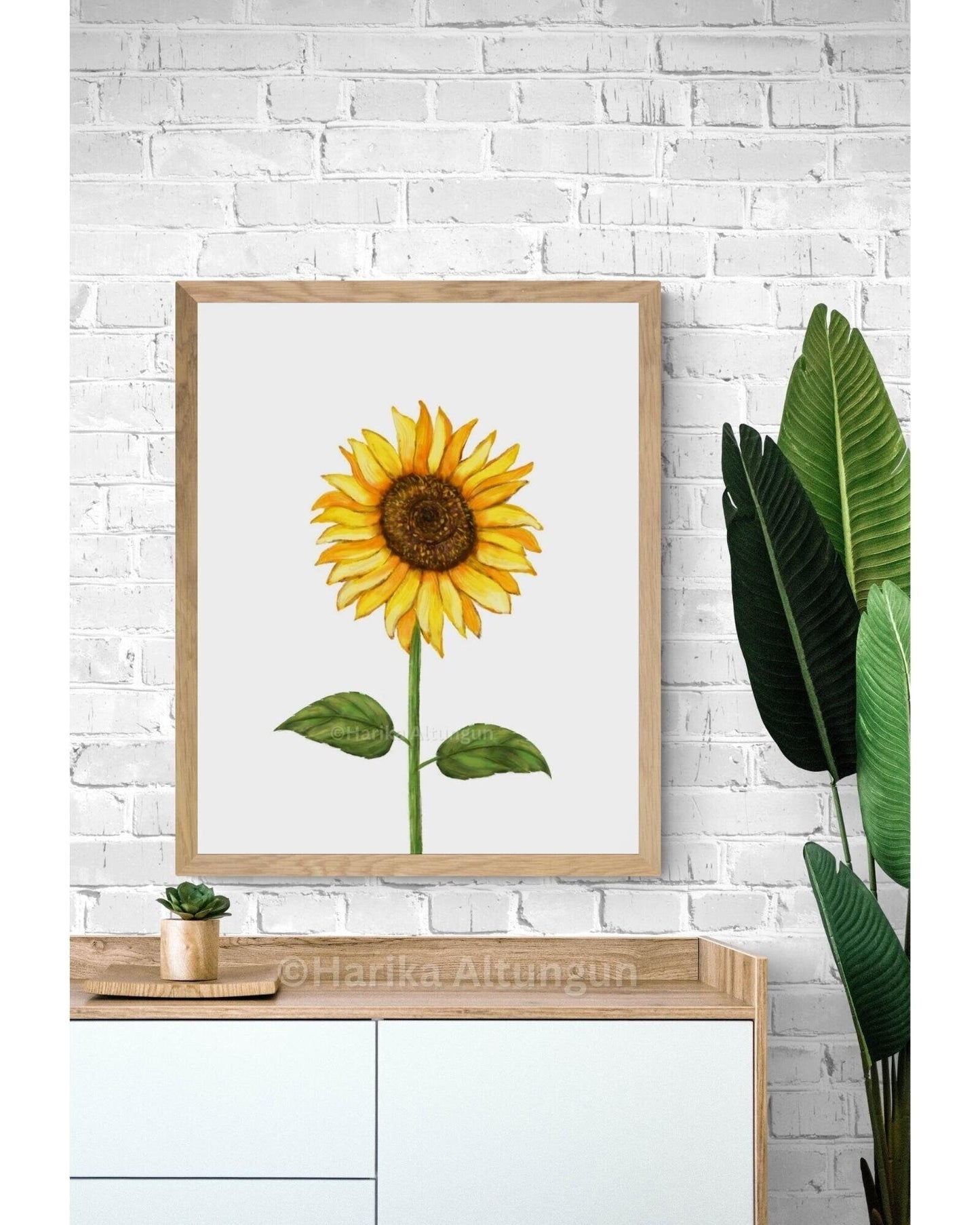 Sunflower Art Print, Floral Wall Art, Farmhouse Decor, Dining Room Decor, Botanical Painting, Plant Illustration, Nursery Decor - MerikaArt