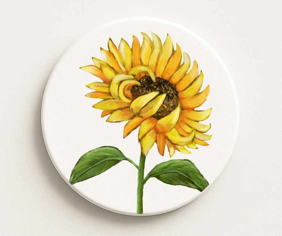 Sunflower Ceramic Coaster - MerikaArt