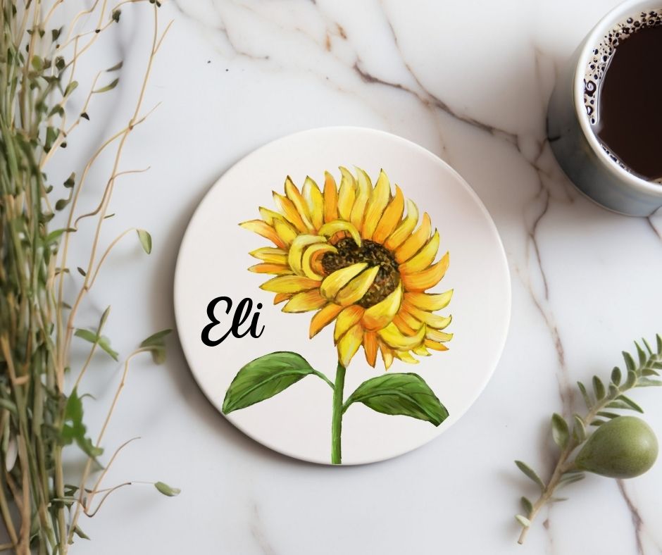 Sunflower Ceramic Coaster - MerikaArt