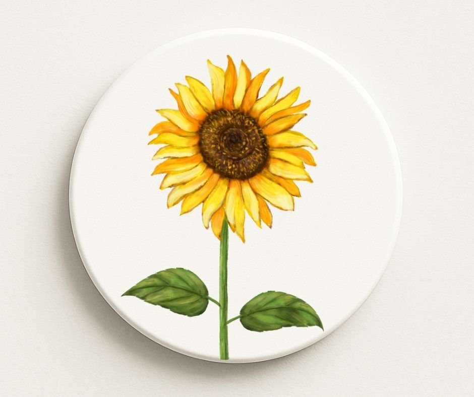 Sunflower Ceramic Coaster - MerikaArt