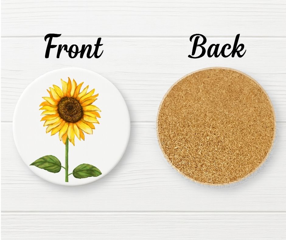 Sunflower Ceramic Coaster - MerikaArt