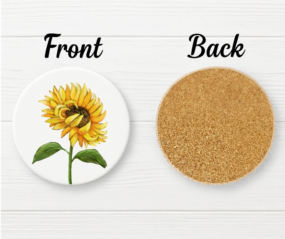 Sunflower Ceramic Coaster - MerikaArt