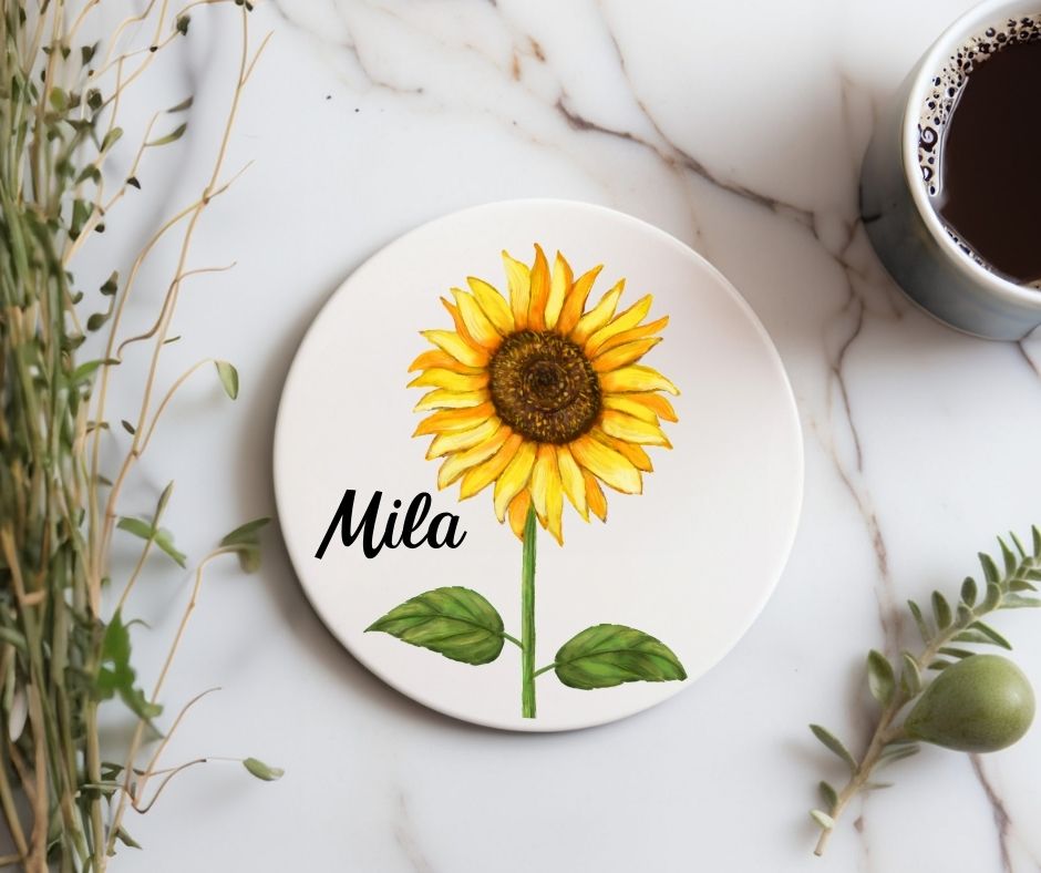 Sunflower Ceramic Coaster - MerikaArt