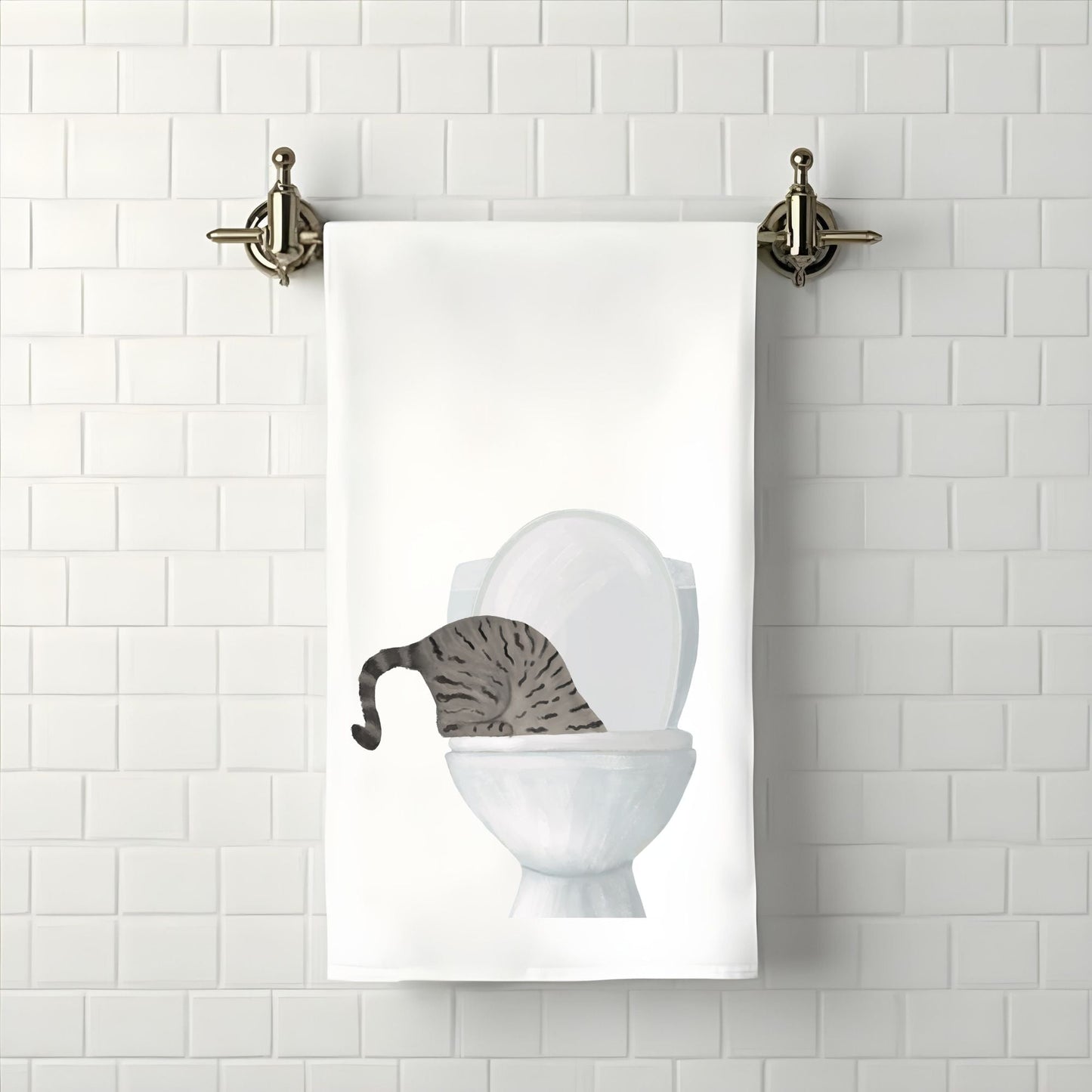 Tabby Cat Bathroom Towel - MerikaArt