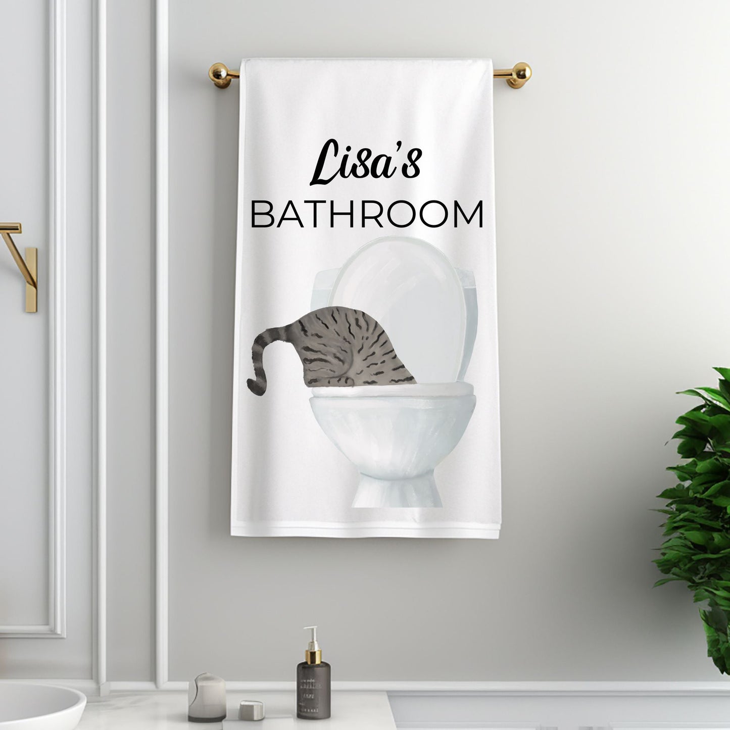 Tabby Cat Bathroom Towel - MerikaArt