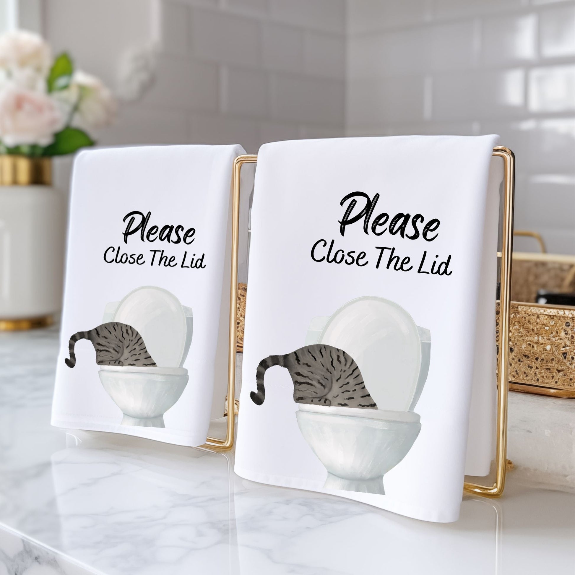 Tabby Cat Bathroom Towel - MerikaArt
