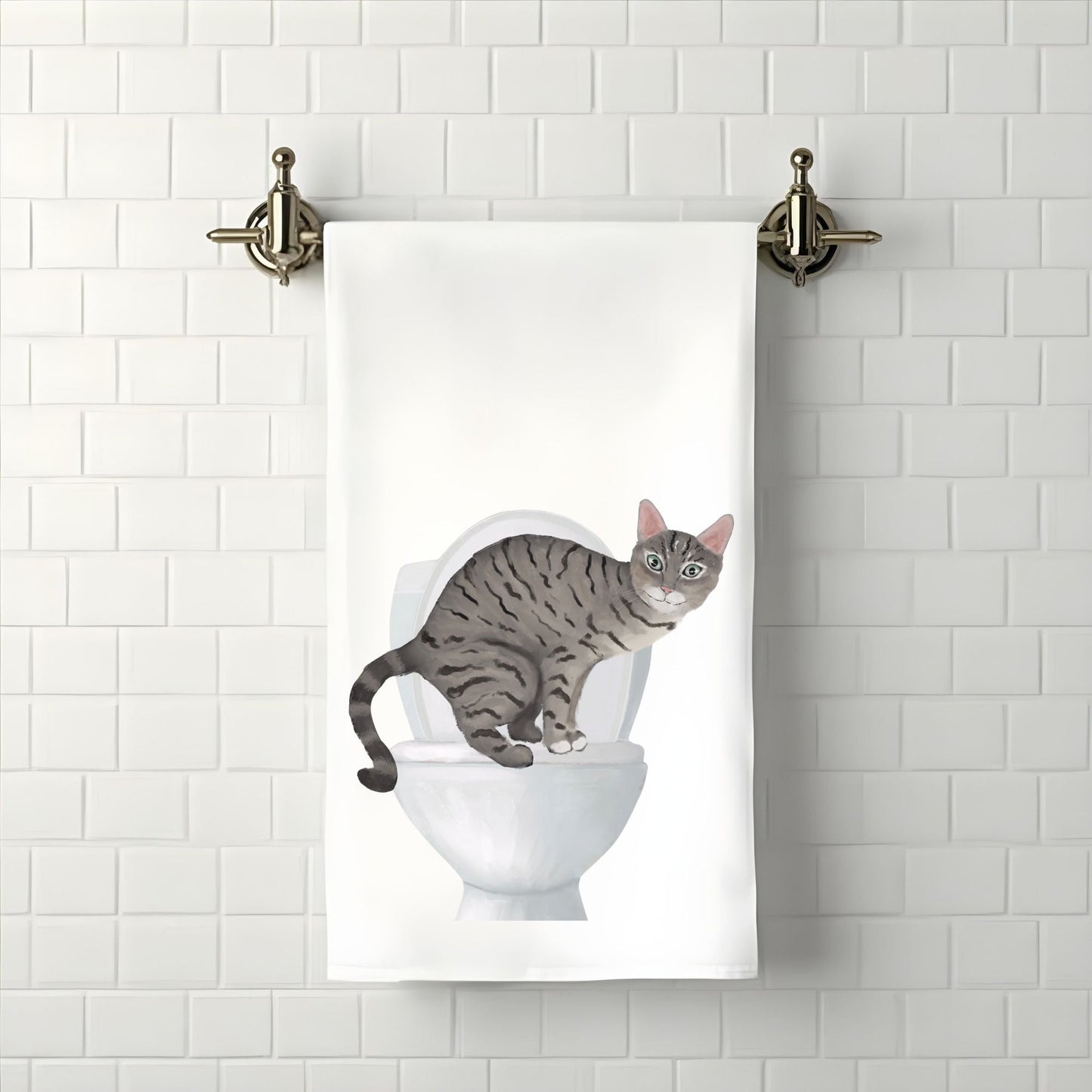 Tabby Cat Bathroom Towel - MerikaArt